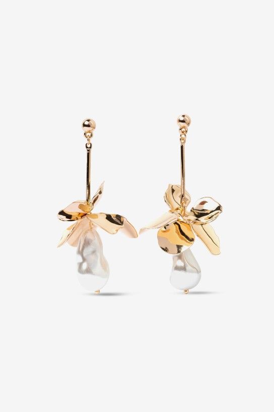Pendientes flor y perlas