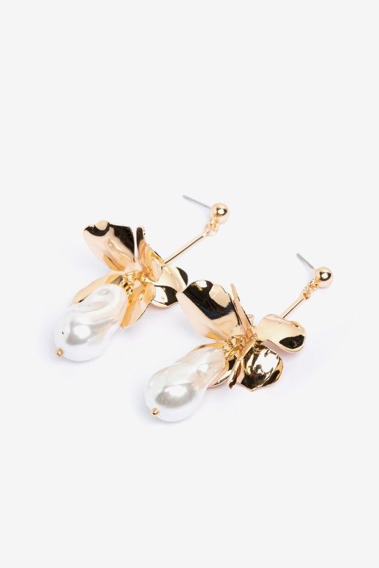 Pendientes flor y perlas