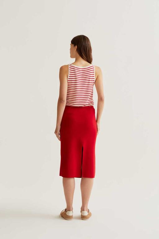 Falda midi punto rojo