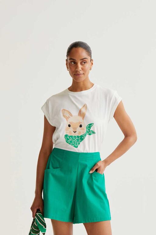 Camiseta con estampado de conejito
