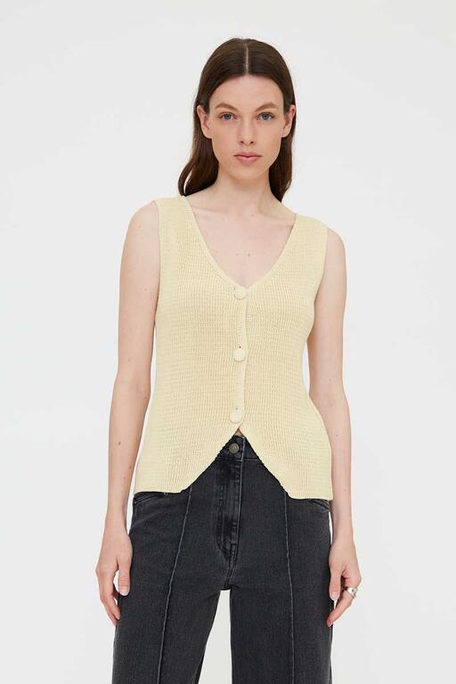 Top Punto con Botones amarillo
