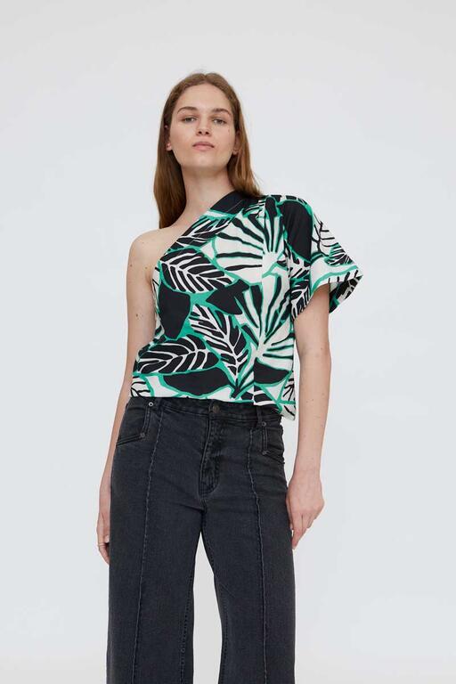 Top asimétrico con estampado Iguana