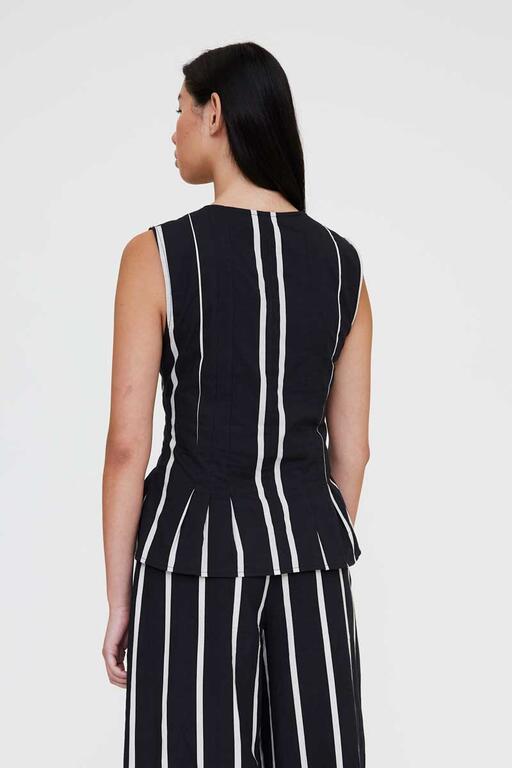 Chaleco de tejido 100% algodón de estampado Grimaud Black