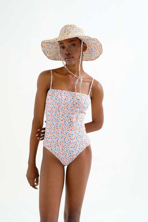 Bañador escote recto estampado