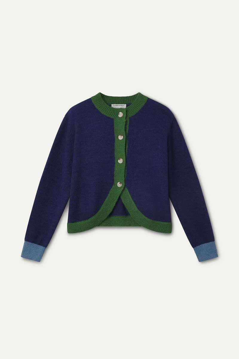 Cárdigan punto verde azul