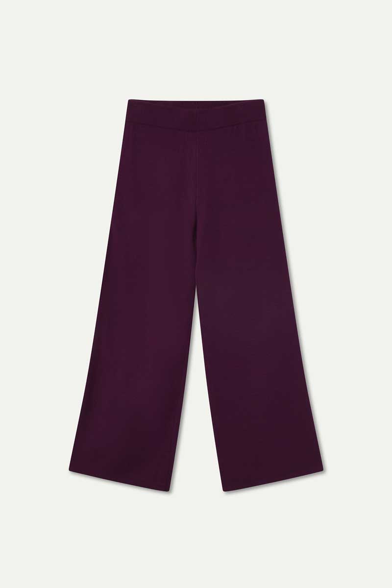 Pantalón básico de punto berenjena