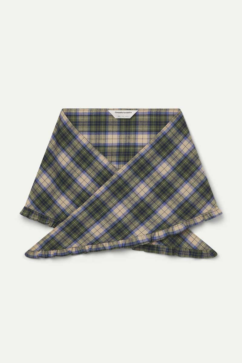 Bandana 100% algodón con estampado de cuadros verde