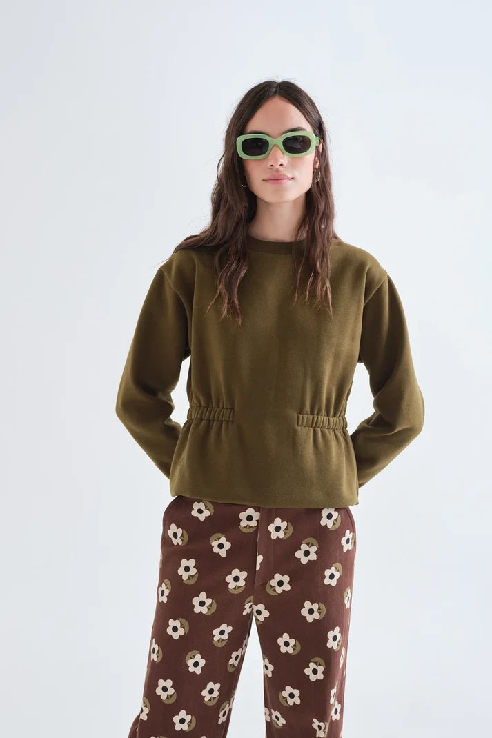 Sudadera con cintura ajustable  verde oliva