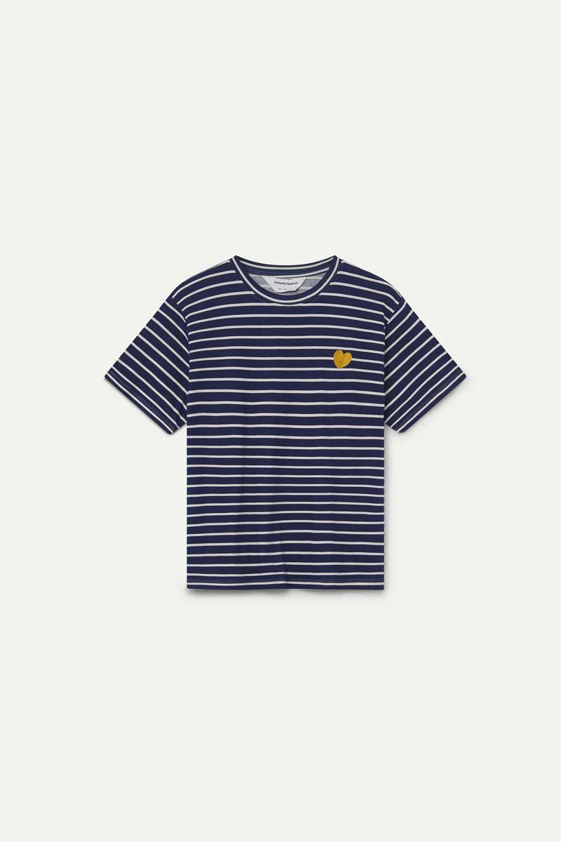 Camiseta 100% algodón con estampado de rayas azul marino