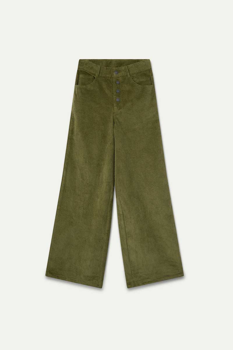 Pantalón pana verde oliva
