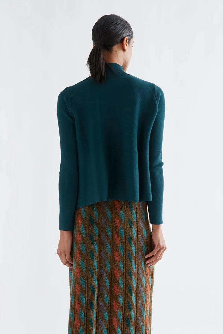 Jersey cuello alto básico verde oscuro