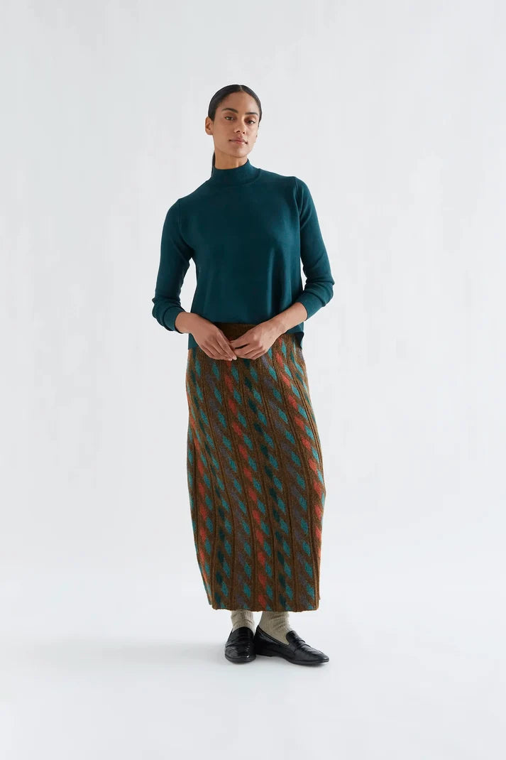 Jersey cuello alto básico verde oscuro