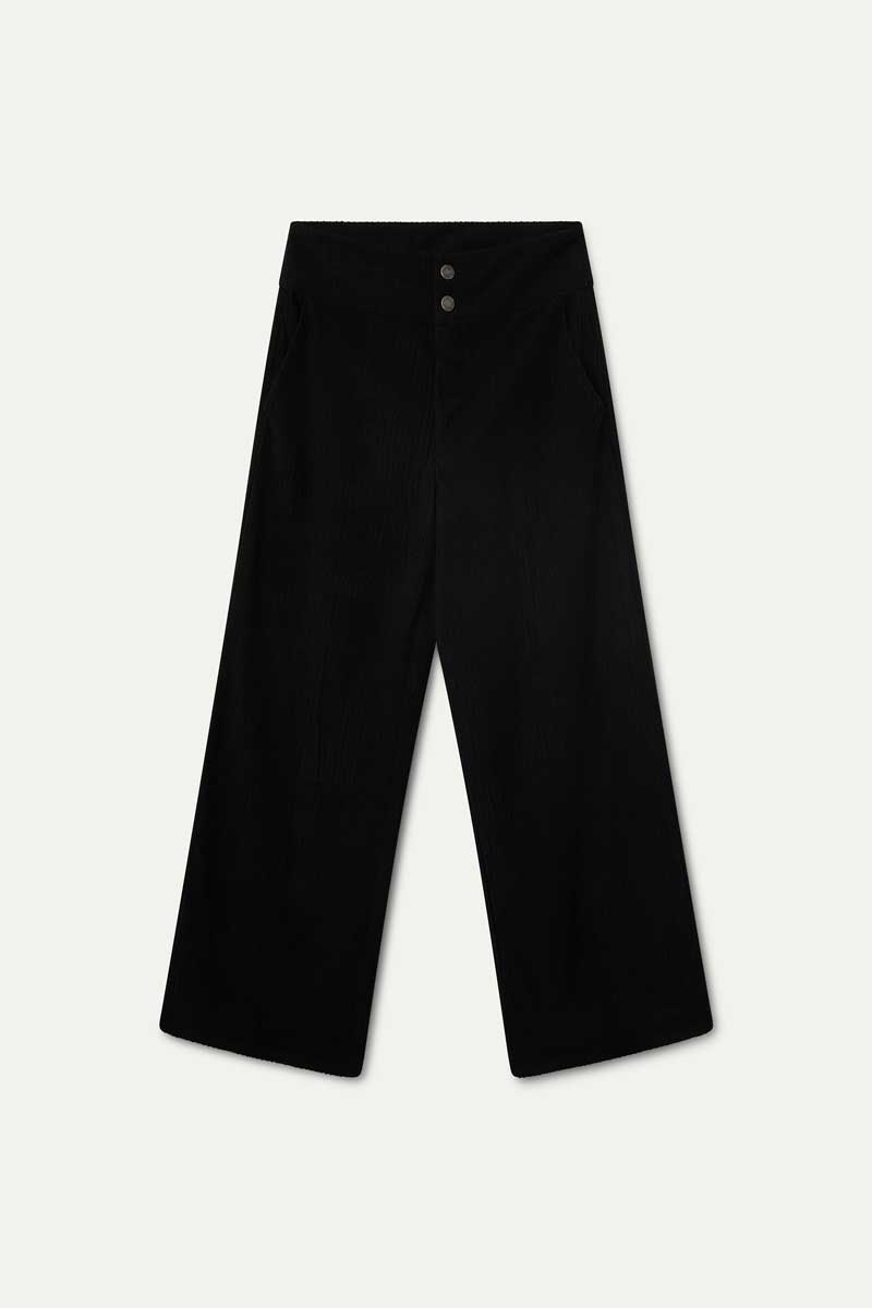 Pantalón de pana doble botón negro