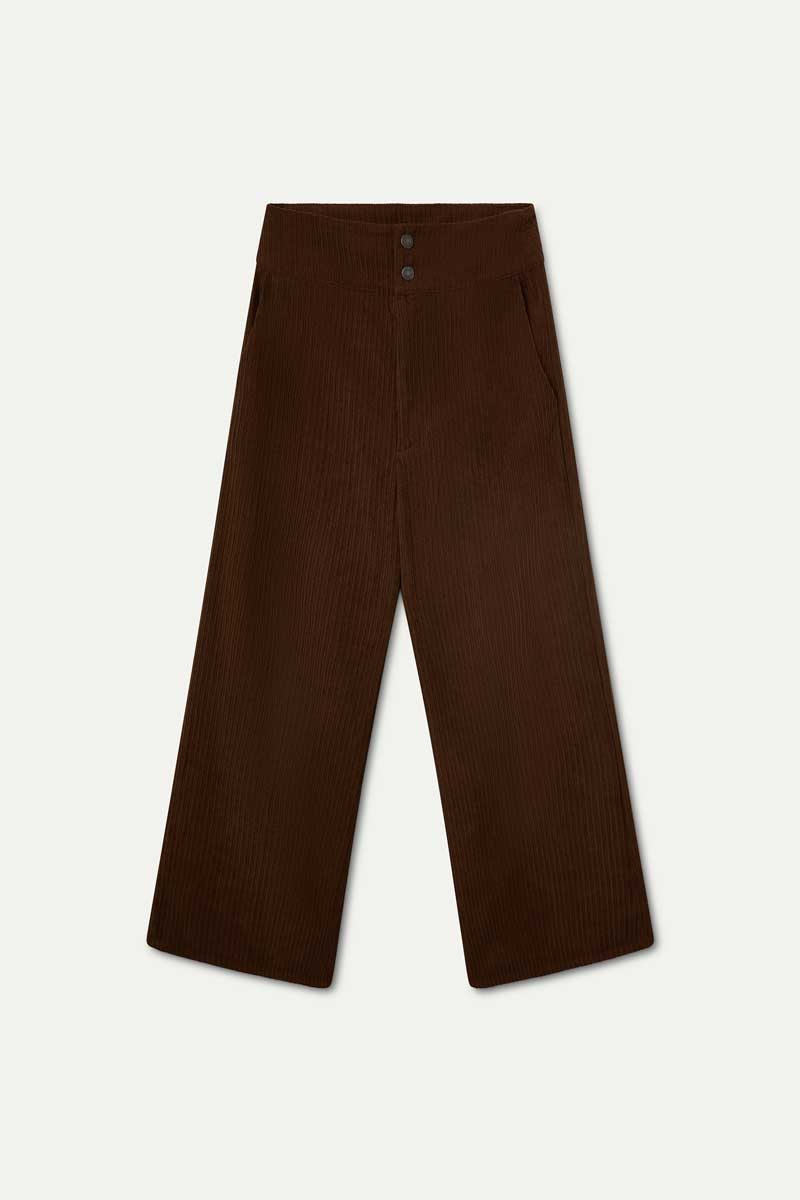 Pantalón de pana doble botón marrón