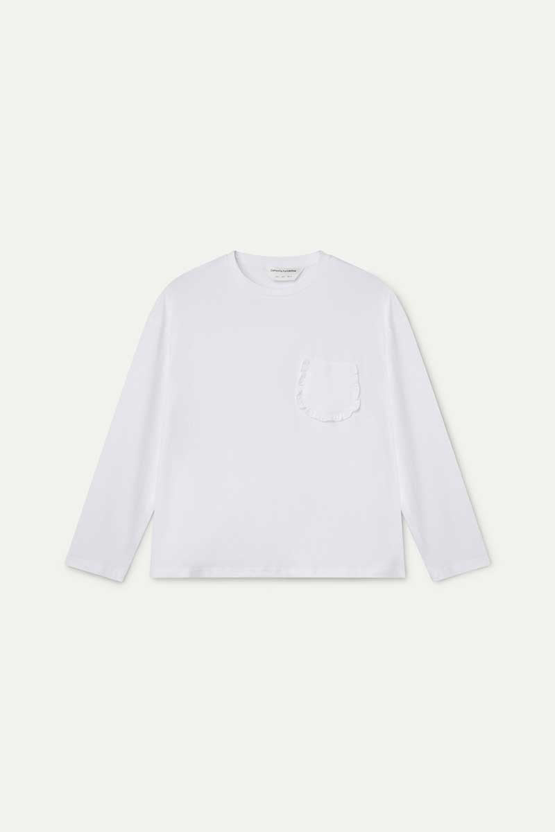 Camiseta 100% algodón blanco con bolsillo