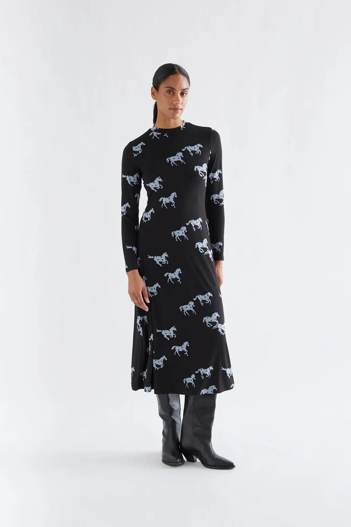 Vestido midi con estampado Horse