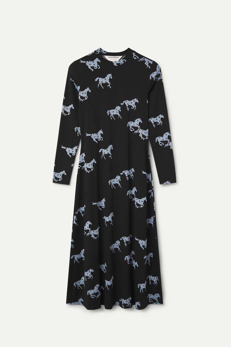 Vestido midi con estampado Horse