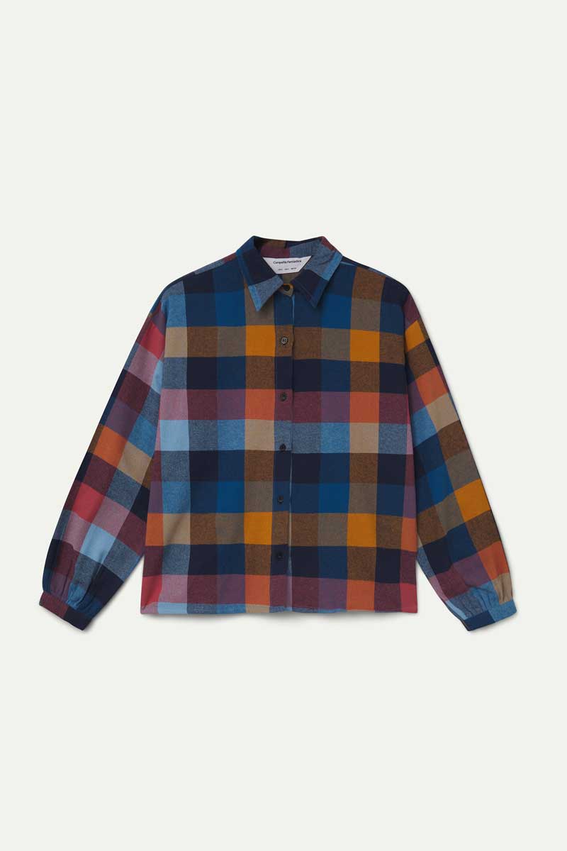 Camisa 100% algodón de cuadros multicolores
