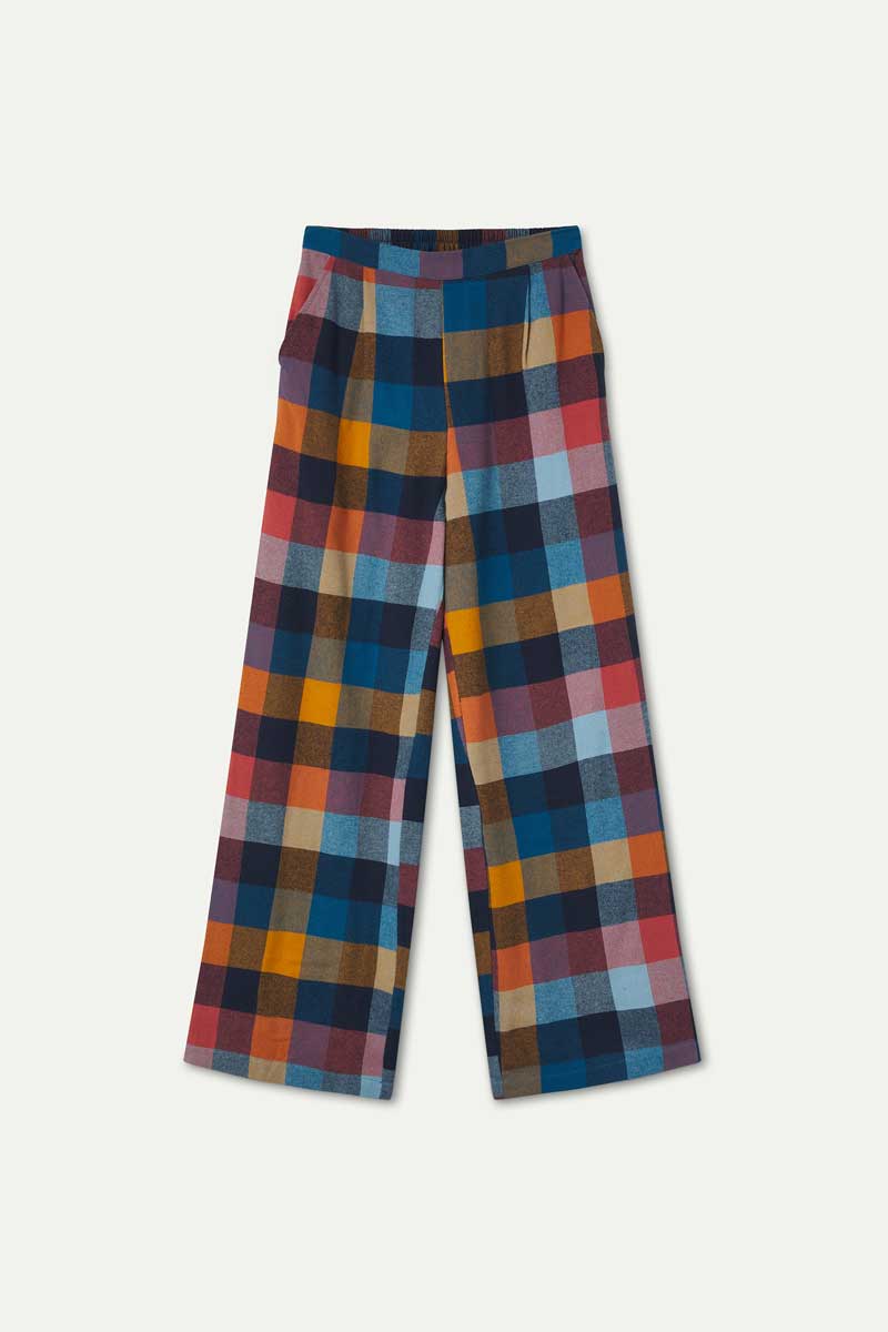 Pantalón 100% algodón de cuadros multicolores