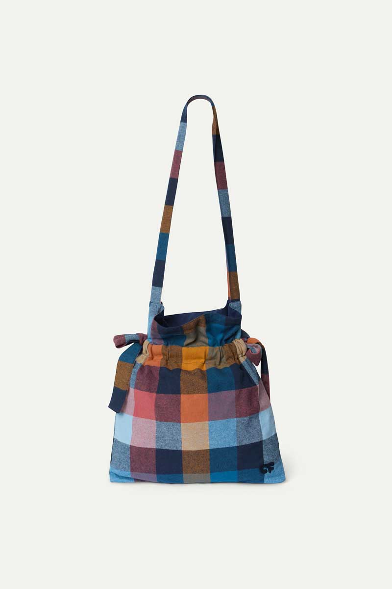 Bolso de hombro con estampado de cuadros multicolor
