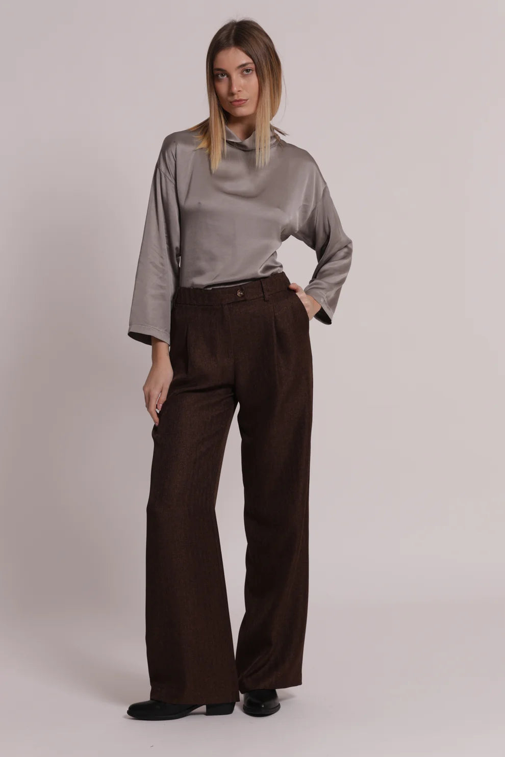 Pantalón palazzo de tweed