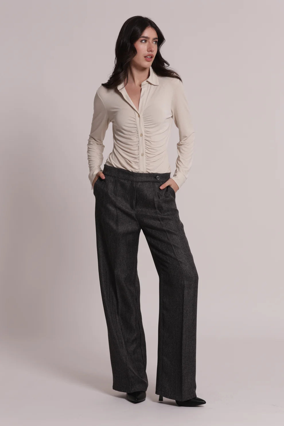 Pantalón palazzo de tweed