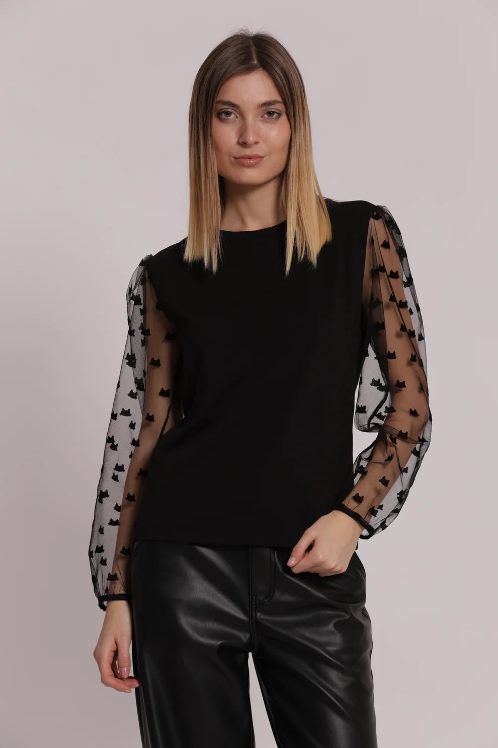 Camiseta manga transparente