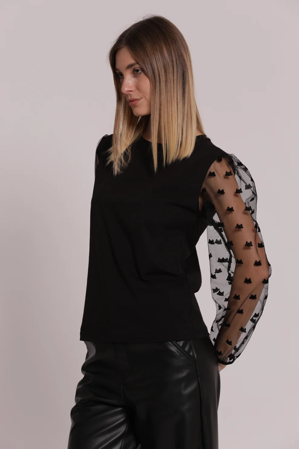 Camiseta manga transparente