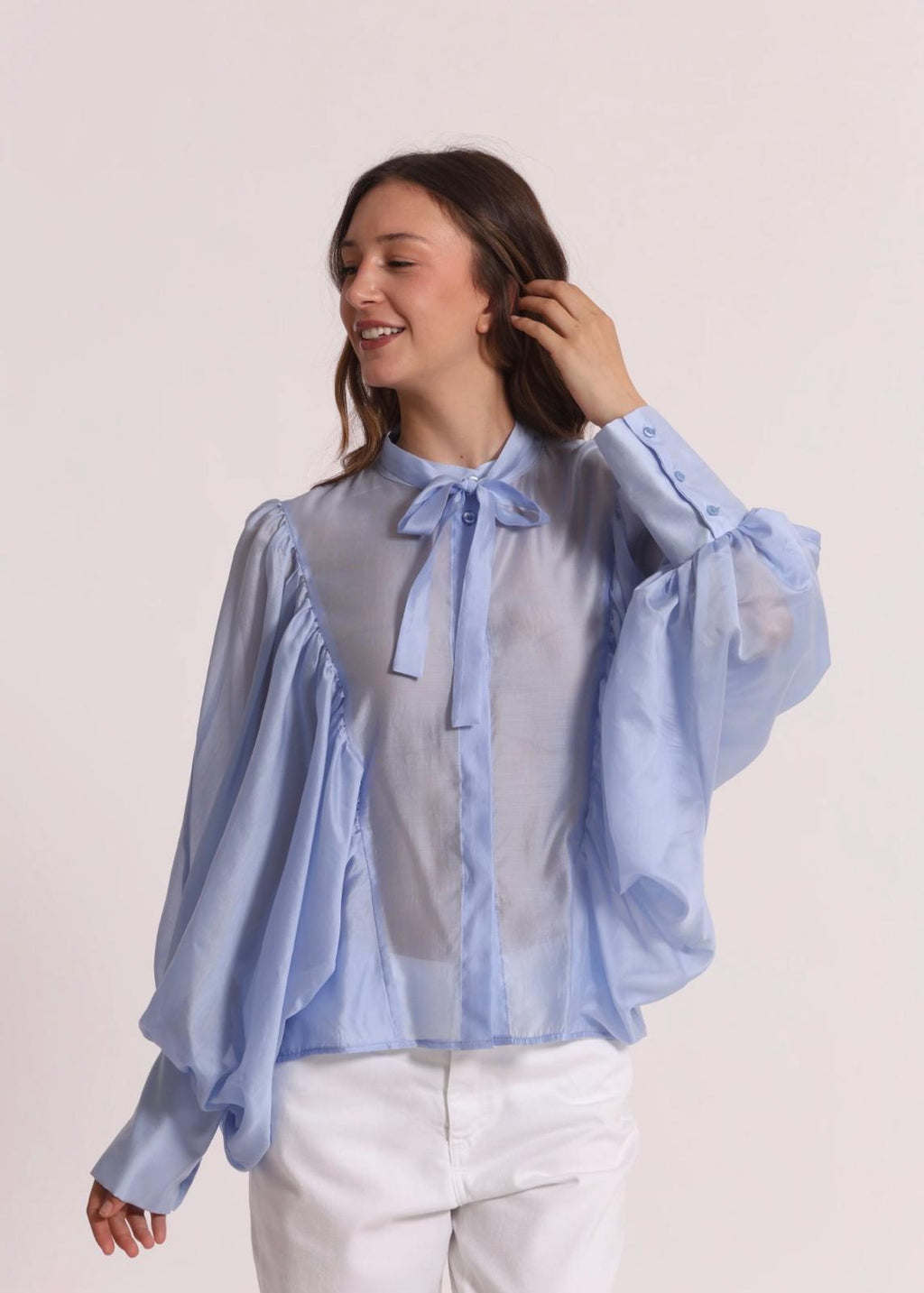 Blusa Manga Larga Efecto Gasa