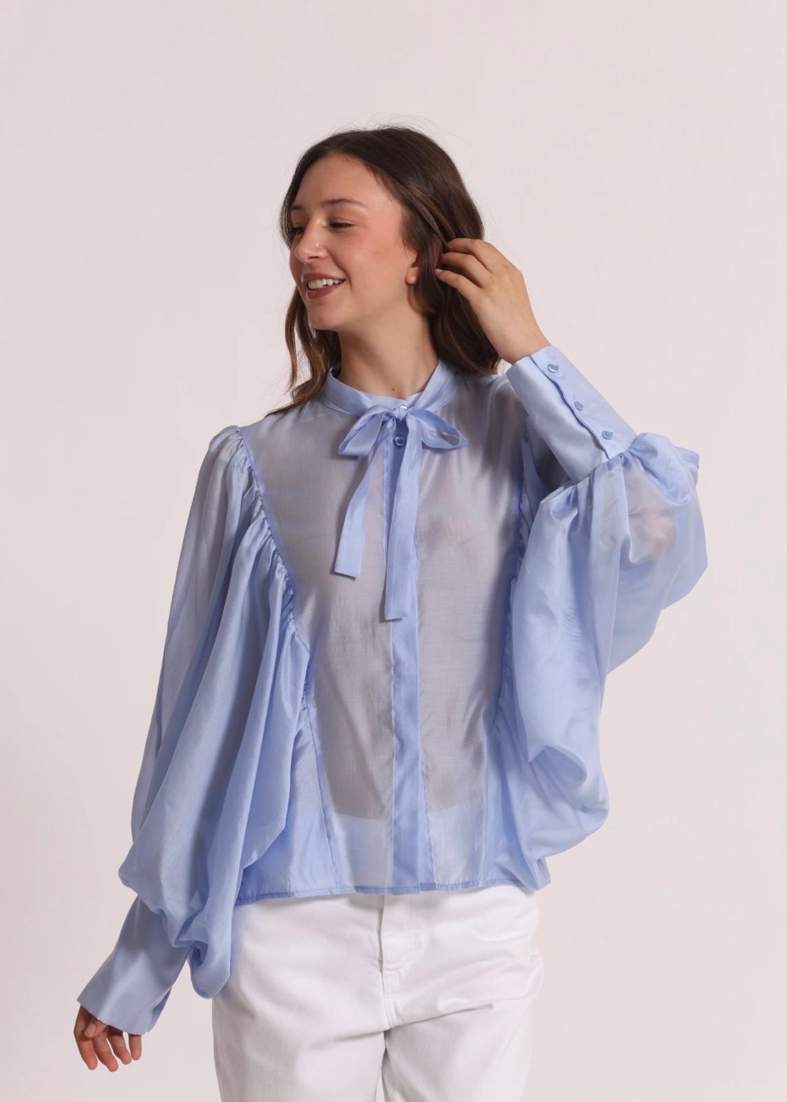 Blusa Manga Larga Efecto Gasa