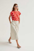 Falda midi blanco roto